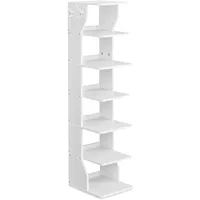 VASAGLE Schuhregal 30 x 110,4 x 26,4 cm 6 Ebenen weiß