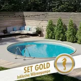 Pool Komplettset GOLD mit Wärmepumpe  Ø3,50x1,35 m Folie SAND 0,80 mm Erdeinbau