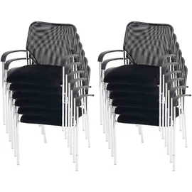 Proregal Besucherstuhl Stoff Schwarz 12er Set