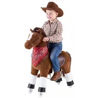 Vevor Reitpferd auf Rollen 93cm, 80kg Belastbare Stehpferd mit Soundfunktion, Spielpferd mit Erhöhtem Sitz Griffen & Pedalen, Braunes Schaukelpferd zum Draufsitzen & Reiten für Kinder ab 6 Jahren
