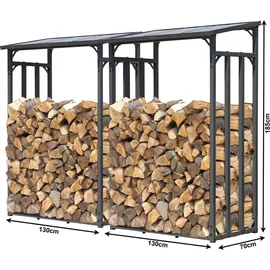 Quick Star Kaminholzregal Metall 130 x 70 x 185 cm 3,2 m3 2 Stück Anthrazit