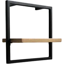 holz4home® holz4home Wandregal Small Schwarz Gerahmt Industrial Style ohne Baumkante Hellgrau