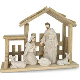 RIFFELMACHER & WEINBERGER »Weihnachtsdeko mit Hl. Familie«, Weihnachtskrippen beige (natur, bunt) Weihnachtskrippe inklusive Krippenfiguren, Höhe ca. 24 cm