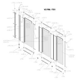 Kermi Vario 2000 Faltwand 3-tlg. V2FW30601412K 68,5-71,8x140cm, Silber Mattglanz Kerolan Perl