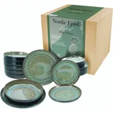 CreaTable 21557 Nordic Fjord Teller Set aus Steinzeug, spülmaschinen- und mikrowellengeeignet, Qualitätsproduktion