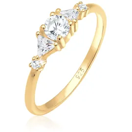 Elli PREMIUM Ring 925 Sterling Silber Verlobungsring in gold, | Gr.: 58