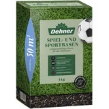 Dehner Saatgut Spielrasen/Sportrasen, hochwertige Rasensamen für strapazierfähigen/dichten Rasen, schnell keimend/pflegeleicht, ideal für Familiengärten & Spielflächen, 1 kg für ca. 50 m2