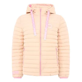 Zwilling Steppjacke ZWILLINGSHERZ, Damen, Gr. M, beige, Steppware, Obermaterial: 100% Polyester, Basic hüftlang, elastischer Bund mit Gummizug, Jacken Steppjacke, abnehmbarer Kapuze, Print hinten, wärmend, Reißverschlusstaschen