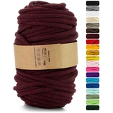 Netuno 1x Makramee Garn Burgunderrot 9 mm 50 m Baumwollkordel mit Polyesterkern Dickes Garn Makramee Kordel aus Baumwolle Kordelband Naturkordel Makramee Kordel Makramee Faden Cotton Cord Macrame