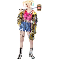 Funidelia | Harley Quinn Kostüm mit Fransen - Birds of Prey 100% OFFIZIELLE für Damen Größe XL Superhelden, DC Comics, Suicide Squad, Bösewicht - Farben: Bunt, Zubehör für Kostüm