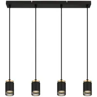 GLOBO Hängeleuchte Esszimmerlampe 4 Flammig schwarz goldfarben, Aluminium Metall,