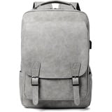 FANDARE Rucksack Laptop Wasserdicht Handgepäck Rucksack Wasserdicht PU-Leder Schulrucksack Herren Damen mit USB-Ladeanschluss Rucksäcke für Business Arbeit Reise Schulranzen Daypacks Grau