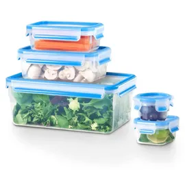 Emsa Frischhaltedosen Set transparent/blau 0,15 l + 0,20 l + 0,55 l + 1,00 l + 3,70 l 5-teilig
