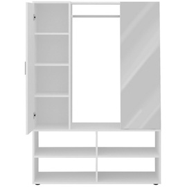 FMD Kleiderschrank mit 4 Fächern und Spiegel 105x39,7x151,3 cm