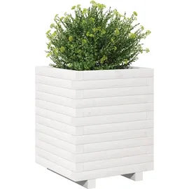 vidaXL Pflanzkübel Weiß 40x40x49,5 Cm Massivholz Kiefer