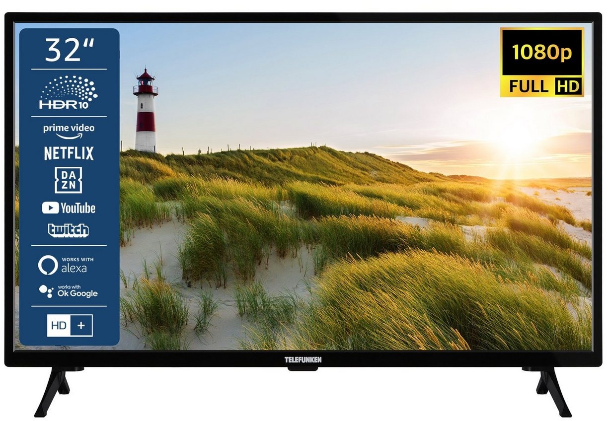 Telefunken XF32SN550S LCD-LED Fernseher (80 cm/32 Zoll, Full HD, Smart TV, HDR, Triple-Tuner - 6 Monate HD+ gratis) schwarz