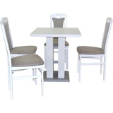 HOFMANN LIVING AND MORE Essgruppe »5tlg. Tischgruppe«, (Spar-Set, 5 tlg 5tlg. Tischgruppe), weiß weiß, , 35718732-0 B/H/T: 45 cm x 95 cm x 48 cm, Polyester, grau, weiß) Essgruppen