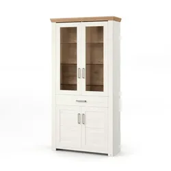 set one by Musterring Vitrine York Dekor Pino-Aurelio / Eiche Artisan