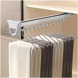 Kleiderbügelhalter Ausziehbar 265-515mm, Schiebbar Kleiderschrank Kleiderstange, Multifunktional Einziehbar Hosenständer Kleiderschrank-Organisator, Belastung 35kg (Color : White, Size : 315mm)