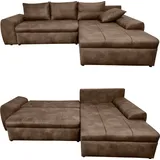 luma-home schönes für dein zuhause Vintage Ecksofa Schlafsofa Eckcouch L-Sofa mit Ottomane und Bettkasten in Braun & Couches, Wohnlandschaften, Ecksofas