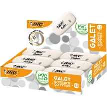 BIC Galet Radierer aus Synthetischem Kautschuk – PVC-Frei, Extrweich & Papierschonend, Ovale Form 58 x 28 x 13 mm, Displaybox, 12 Stück