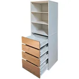 Hti-Living Schrank mit 4 Schubladen und 3 offenen Fächern 50 x 40 x 161 cm Blau