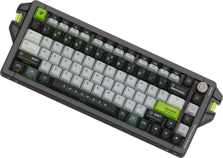 KEYSME AHD-HCKR-C 75%-Gaming-Tastatur, US-QWERTY-Layout, Magnetic Jade Switch Pro, 8-kHz-Polling-Rate, Einstellbarer Auslösepunkt 0,1–4,0 mm, CNC-gehäuseter Aluminiumkorpus, PBT-Dye-Sub-Tastenkappen