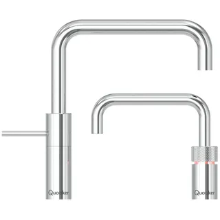 quooker deutschland gmbh Quooker Nordic Square Twintaps mit PRO3 Reservoir verchromt glänzend Wasserhahn Sprudelwasser CUBE