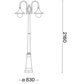 Ideal Lux Cima Außen-Wegelampe 2-flammig Kaffee