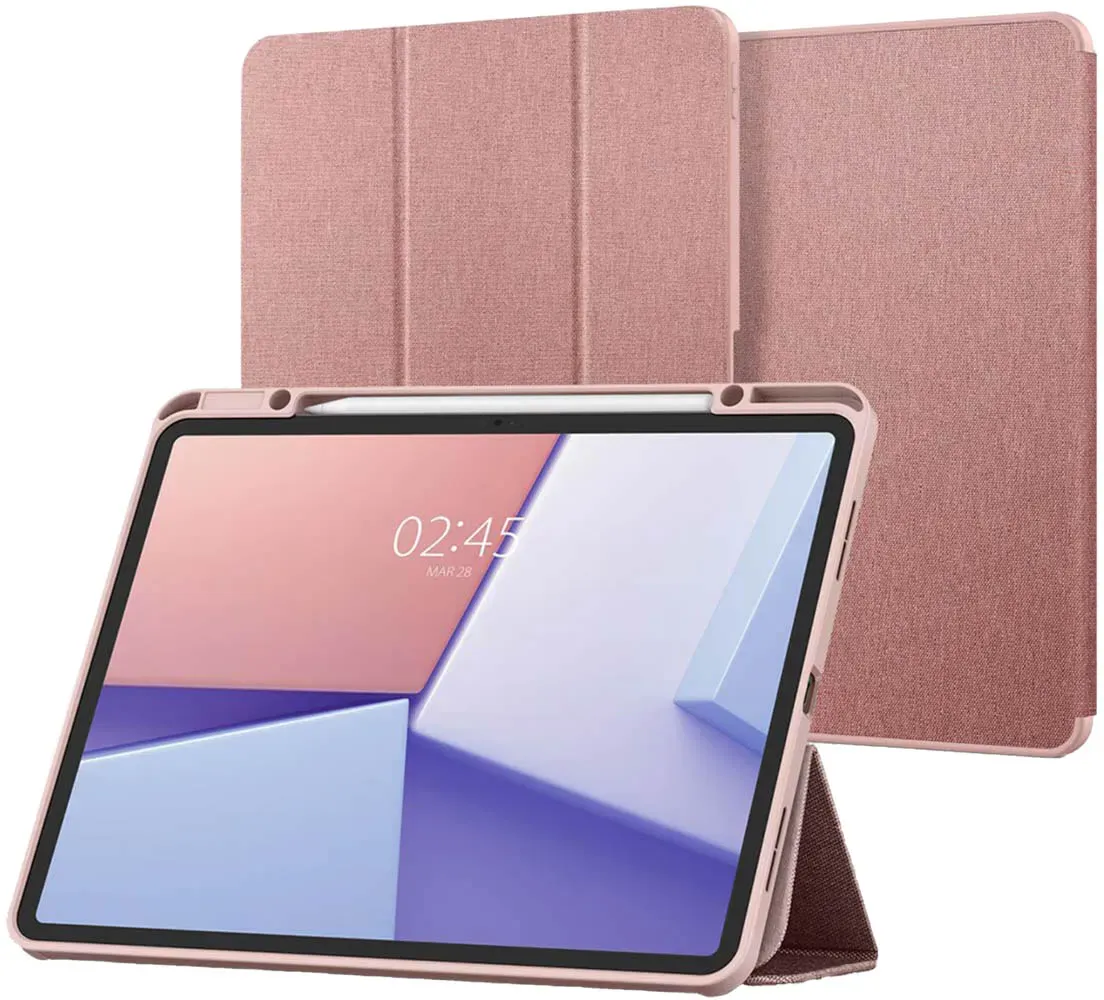 Apple iPad Air 5 (2022)/Apple iPad Air 11 inch (2024) M2/Apple iPad Air 4 (2020) Hülle - Stoff - Spigen Klapphülle - Handyhülle Rosegold