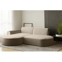 Fun Möbel Ecksofa Designersofa BONDY in Stoff Ascot Hellbraun