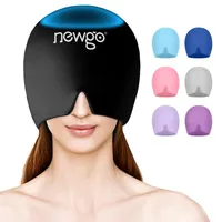 NEWGO Gel Kühlmaske Kopfschmerzen Hut Kühlmütze Migräne Headache Relief Dehnbare Kopfschmerzen Mütze Cold Therapy Cap Schlafmaske, Maske für Geschwollene Augen Stressabbau (Schwarz)