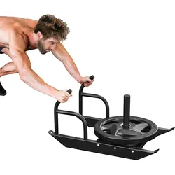 VEVOR Zugschlitten für Krafttraining, Fitness-Kraft-Geschwindigkeitstrainingsschlitten mit Griff, Trainingsgerät für Geschwindigkeitsverbesserung, Geeignet für 1- und 2 Zoll-Gewichtsscheiben, schwarz