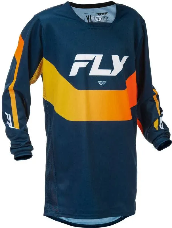 Fly Racing Kinetic Youth Jersey Navy Orange - YL