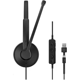 epos IMPACT 100 MS Stereo USB-C+A Headset On-Ear, kabelgebunden - USB-A, USB-C - schwarz