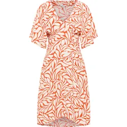 Minikleid MUSTANG "Damen Style Marysville", Damen, Gr. 44, bunt, Popeline, 100% Viskose, ausgestellt, V-Ausschnitt, Kleider