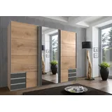 WIMEX Emden 270 x 225 x 65 cm Plankeneiche Nachbildung/graphit mit Spiegel und Schubladen