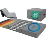 TexDeko® Premium Klappmatratze 90x200cm (3-teilig), komfortable ergonomische Faltmatratze 15cm dick mit 4cm Visco-Schicht und Anti-Rutsch-Untersei... - Grau