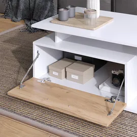 Vicco Couchtisch Roland, Weiß/Goldkraft Eiche, 118 x 59 cm