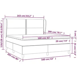 vidaXL Boxspringbett mit Matratze Dunkelgrau 160x200 cm Stoff1372405