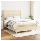 vidaXL Boxspringbett mit Matratze Creme 140x200 cm Stoff