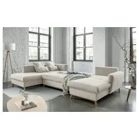 miuform Wohnlandschaft mit Schlaffunktion Scandic Lagom | beige | Maße (cm): B: 312 H: 90