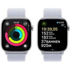 Apple Watch Series 10 GPS 46 mm Aluminiumgehäuse silber Sport Loop blaue Wolke