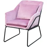 Svita Sessel JOSIE Samt 68 x 82 x 64 cm Rosa mit Kissen