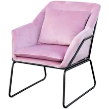 Svita Sessel JOSIE Samt 68 x 82 x 64 cm Rosa mit Kissen