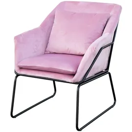 Svita Sessel JOSIE Samt 68 x 82 x 64 cm Rosa mit Kissen