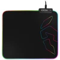 Krom KNOUT RGB Gaming-Mauspad für Computermäuse, Anti-Rutsch-Gummifuß, genähter Rahmen mit RGB-LED-Streifen, Größe 320x270x3 mm, Farbe Schwarz