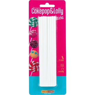 DECOCINO Cake Pop & Lolly Sticks – 24 STK, ca. 15 cm – Wiederverwendbare Stiele aus Kunststoff, lebensmittelecht, Backzubehör, für Lutscher & Kuchen