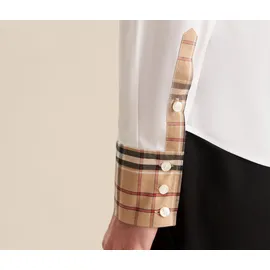 Seidensticker Popeline-Bluse mit Karodetail - Damen - Gr. 36 - weiß