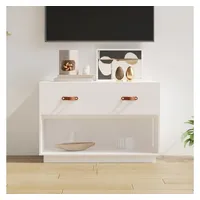 Furnicato TV-Schrank Weiß 90x40x60 cm Massivholz Kiefer